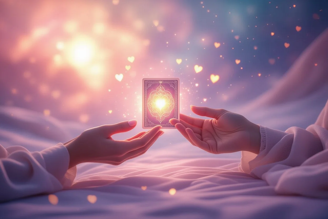 タロット占いで本当の自分と出会う瞑想的なイメージ