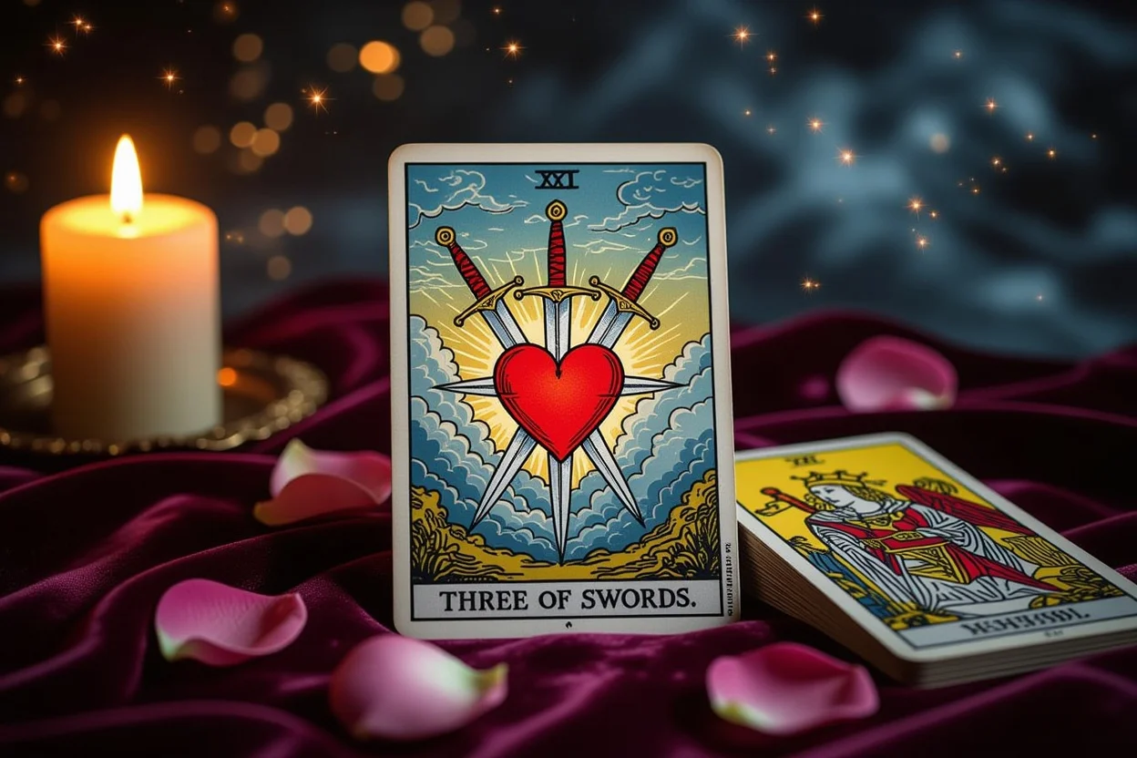 恋愛タロット・ソードの3のカード・失恋から再生への道を示す神秘的なタロット占い