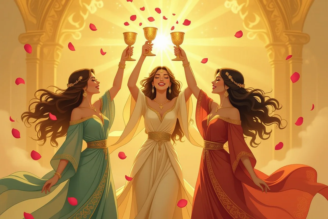 カップの3のタロットカード、恋愛における喜びと共感の象徴