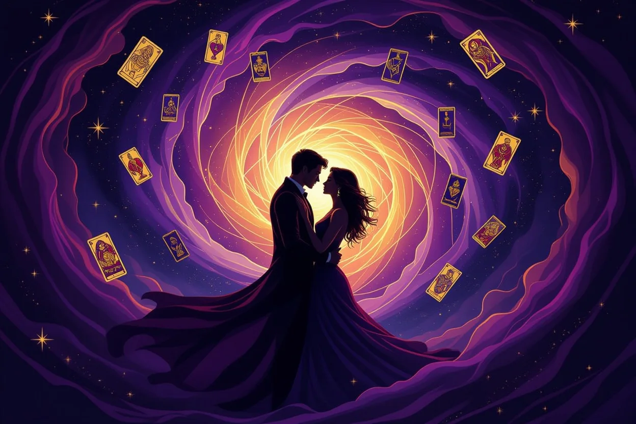 恋愛の深層心理とタロット占い、隠された本音を読み解く神秘的な場面