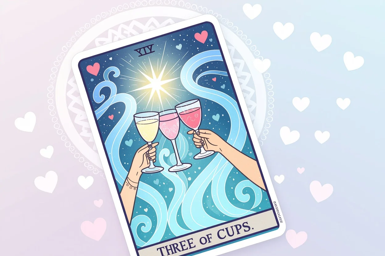 カップの3のタロットカードと恋愛の深層心理を表現した画像