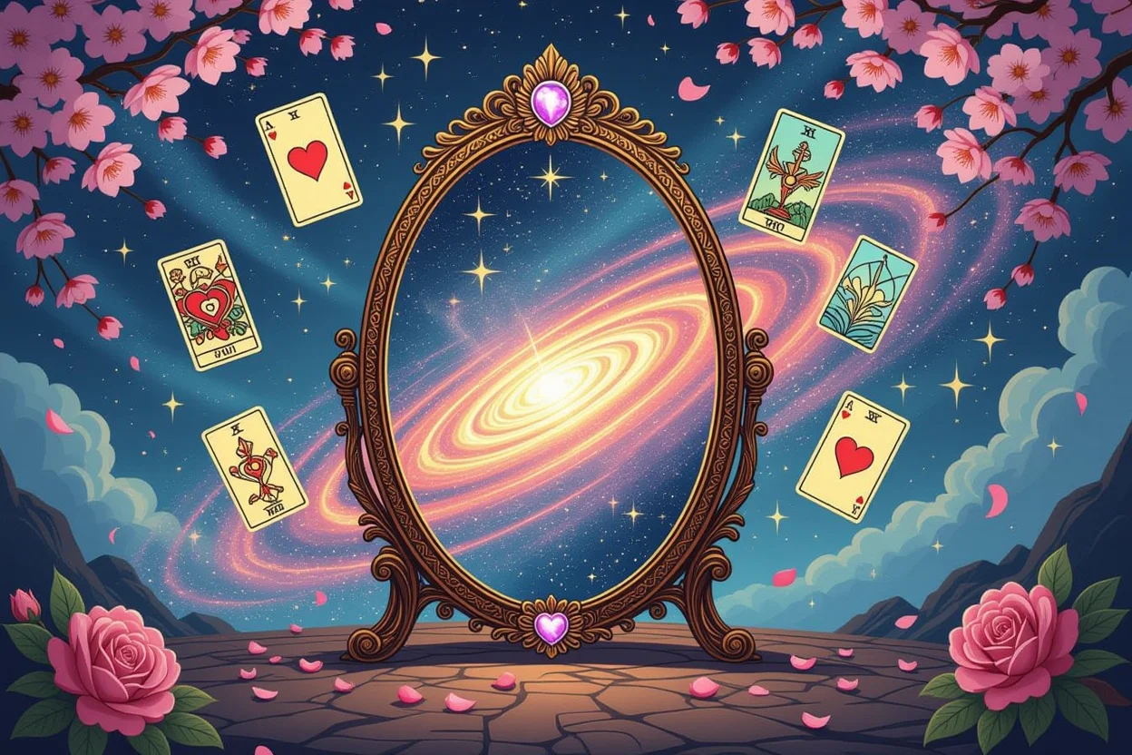 心の鏡としてのタロットと恋愛の本音を映し出す神秘的な画像