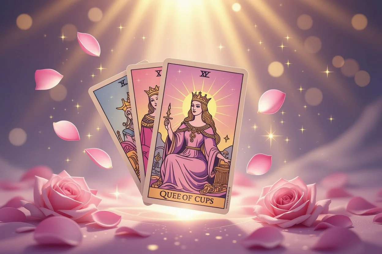 恋愛タロットカードの裏メッセージを表現した神秘的なイメージ