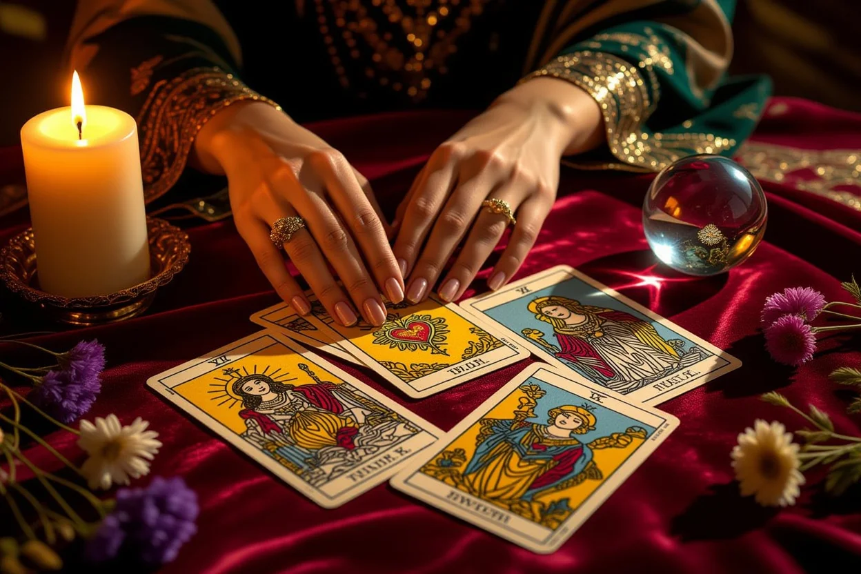 恋愛の悩みを解決するタロット占いの実践的なリーディング風景