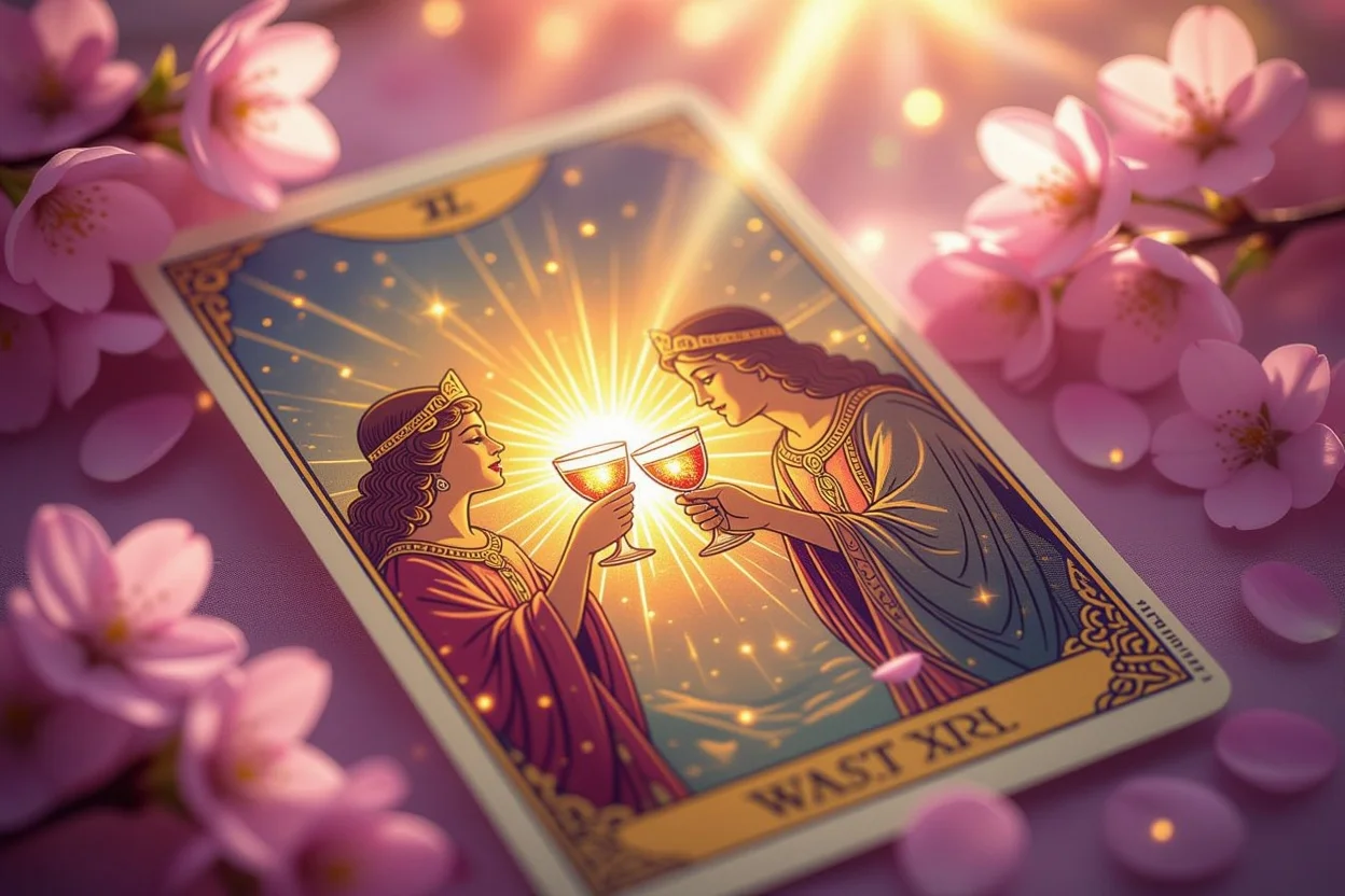 カップの2のタロットカード - 魂の繋がりと調和を象徴する恋愛占い