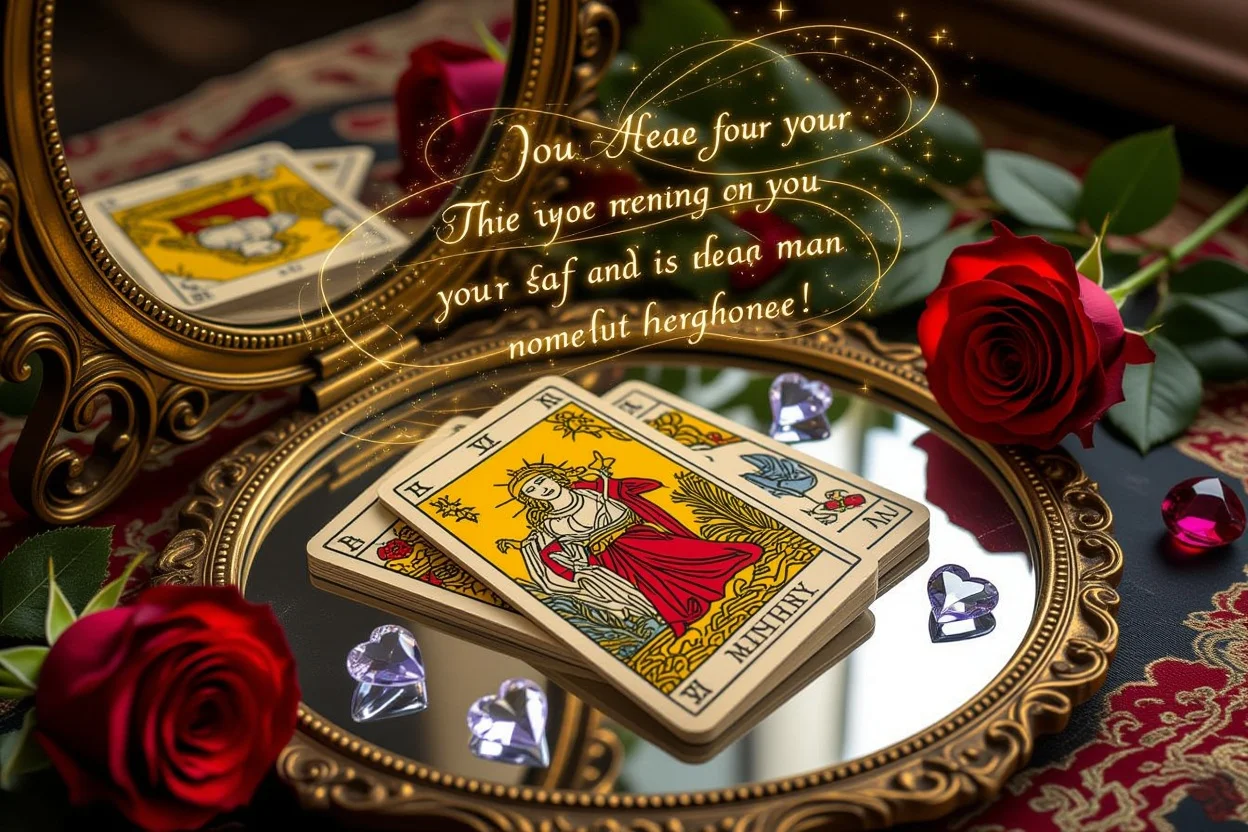 タロットカードとの対話を表現する幻想的なクローズアップ画像