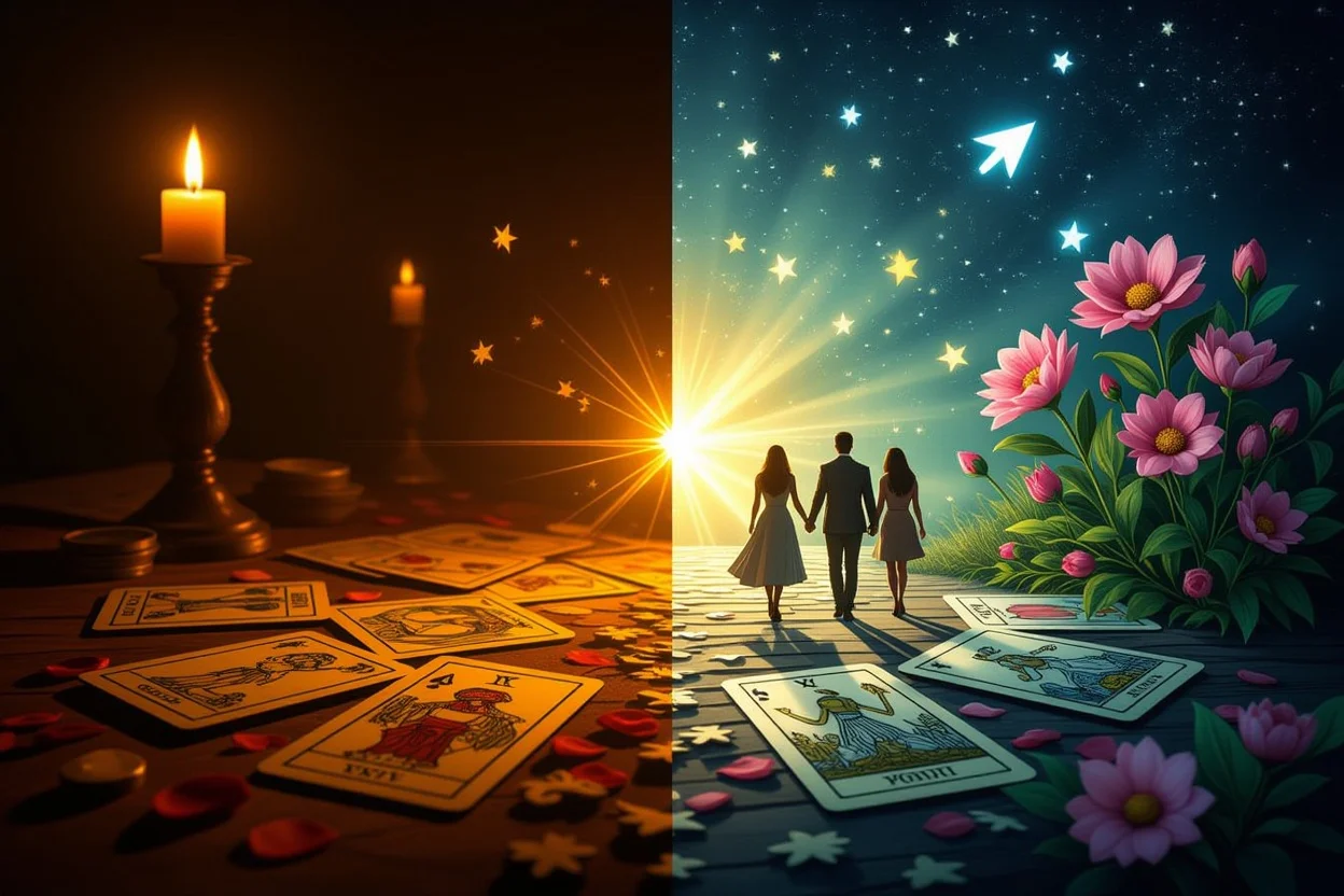 タロットを使って恋愛を前進させるビフォーアフターのイメージ