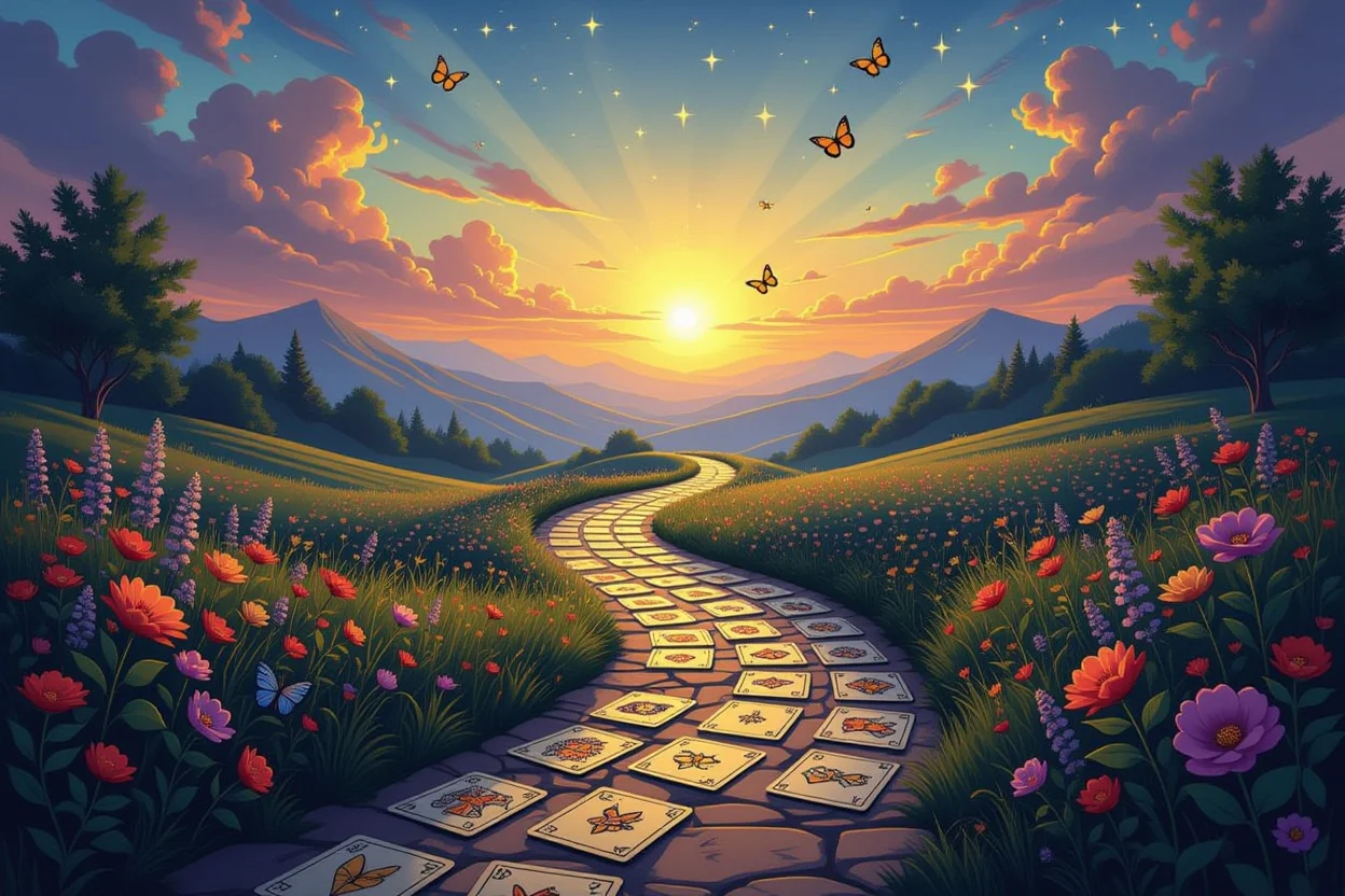 恋愛の成長と自己実現への道のりを示すタロットの旅