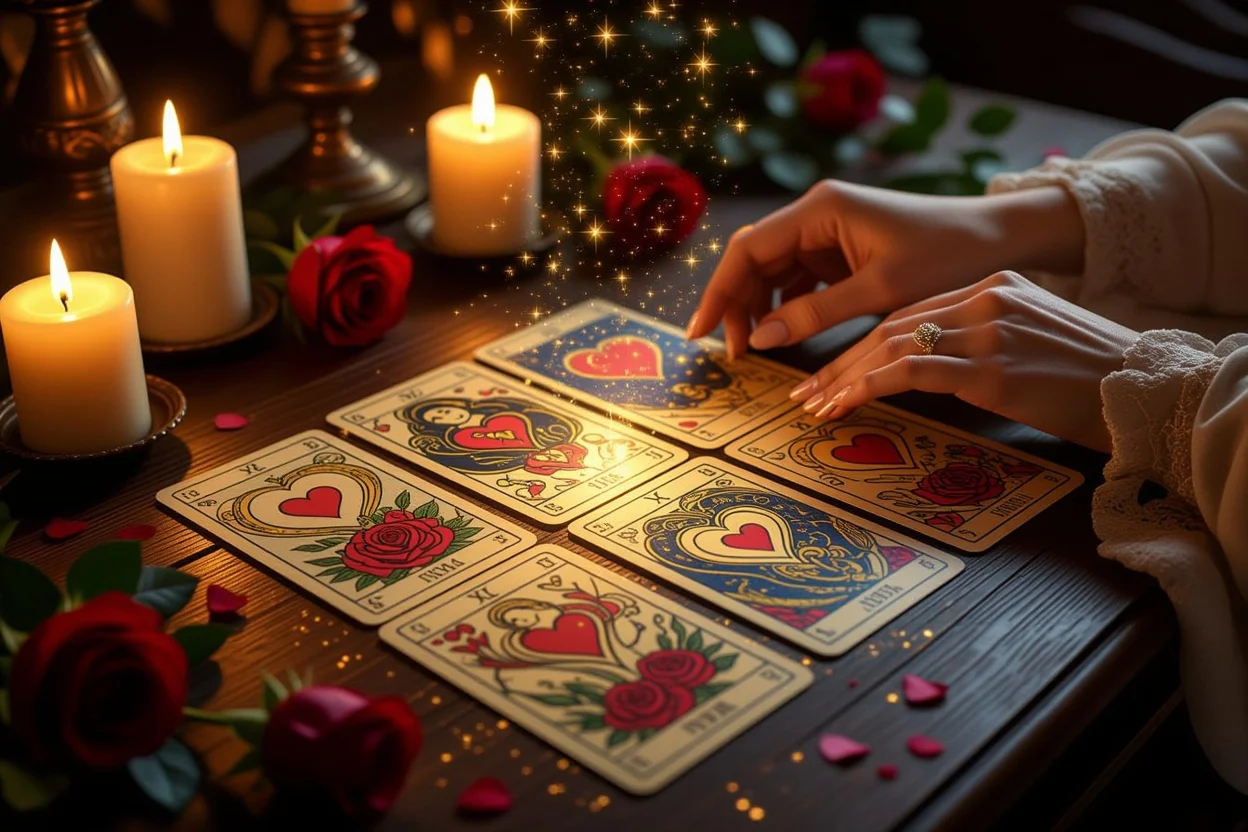 恋愛タロット占いのロマンチックなカード配置と神秘的な雰囲気