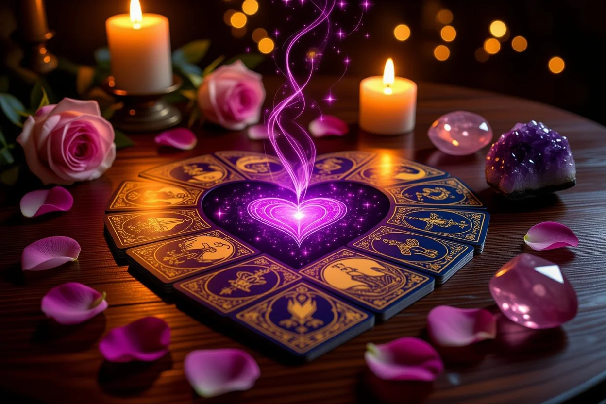 運命の人との繋がりを示すタロットカードスプレッド、ロマンチックな雰囲気
