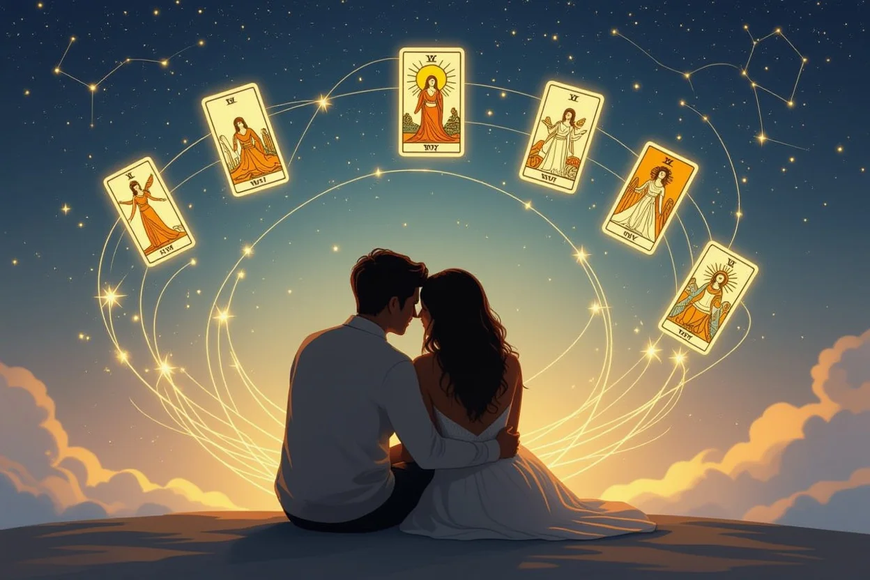 カップルの深いつながりと運命を表現するタロットの神秘