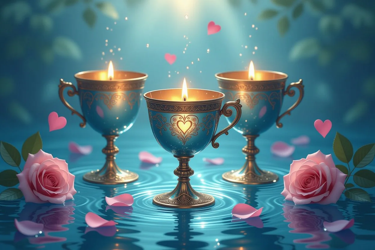 タロットカードのカップスートの美しい芸術的表現