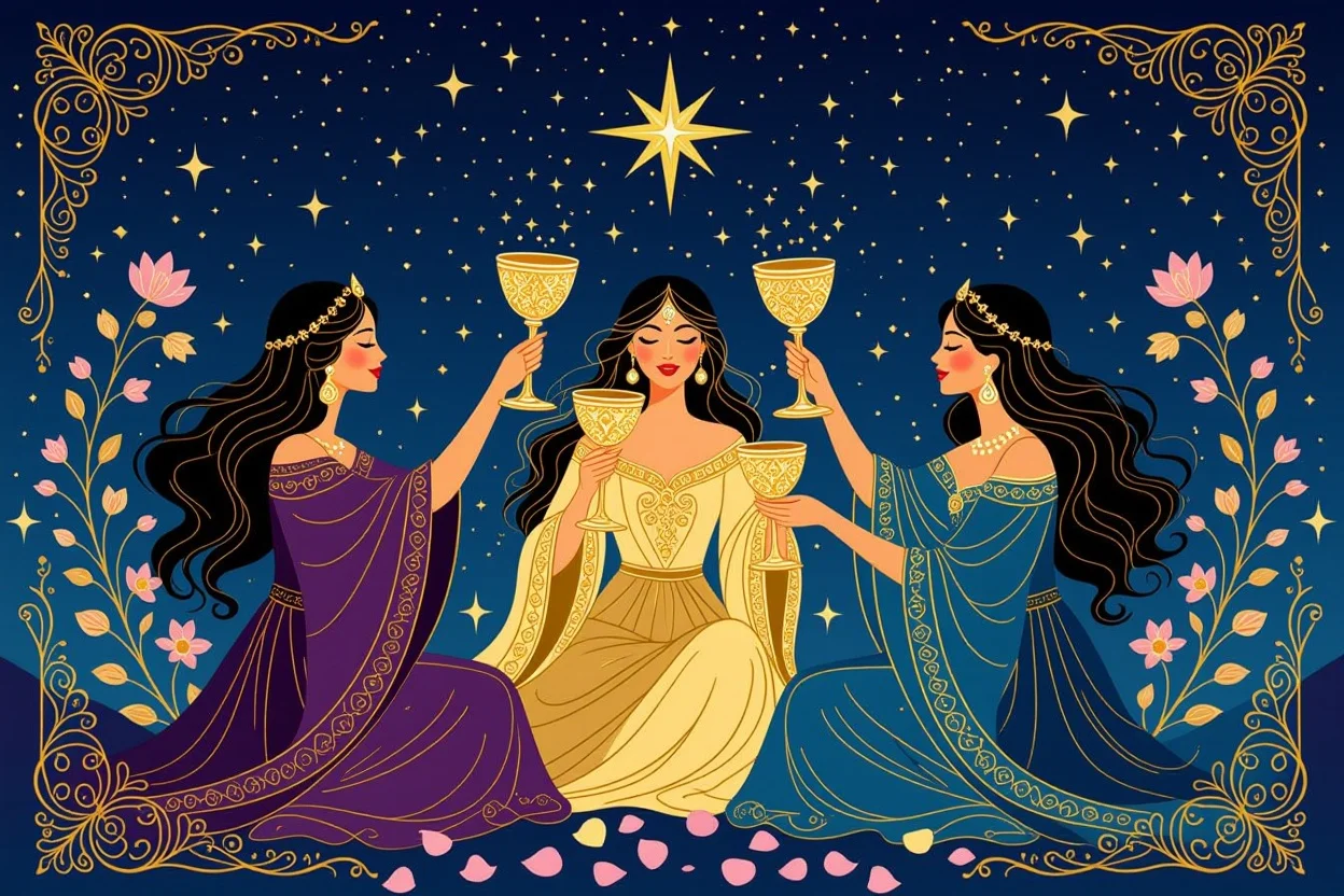 カップの3のタロットカードの神秘的で美しい解釈