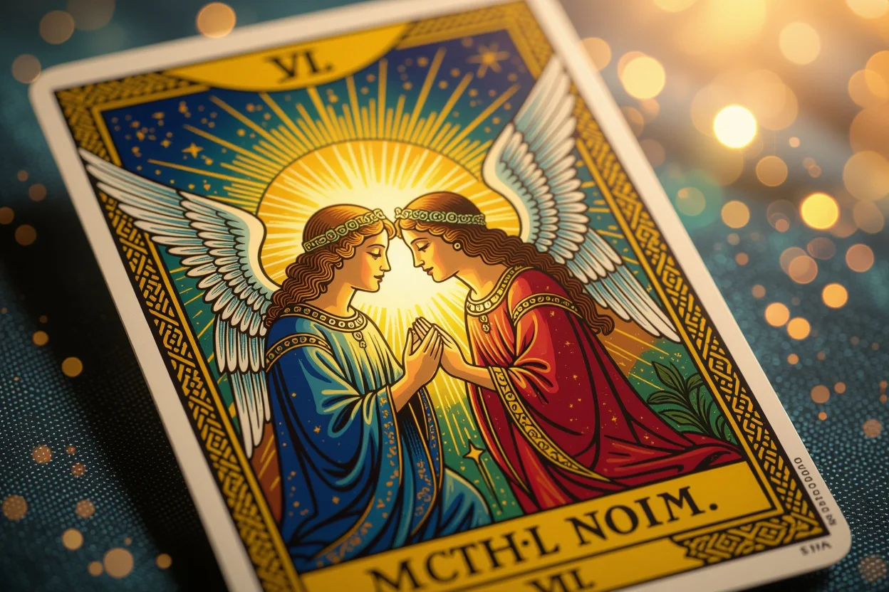 恋人のタロットカード（VI）神聖な光と天使の祝福