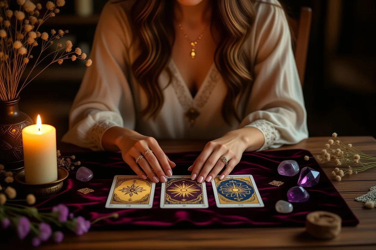 恋愛タロット占いで内省する女性の画像｜深層心理を読み解くタロットリーディング