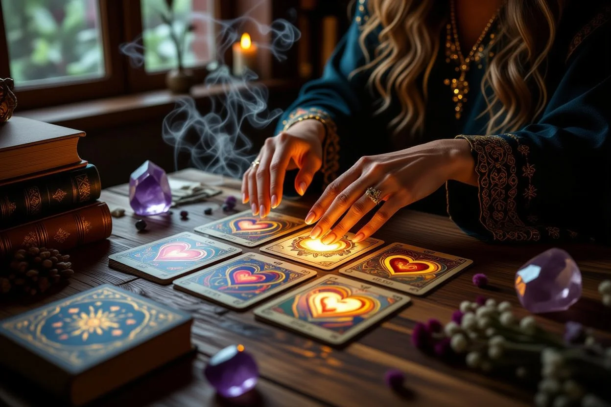 深層心理を読み解く恋愛タロット - 感情の本音と真実を照らす神秘的なシーン