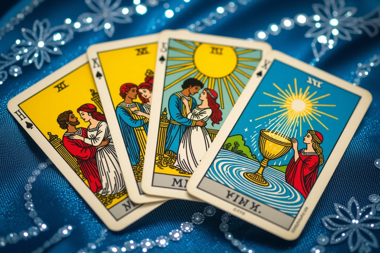 カップスートのタロットカード、感情と愛情を象徴する美しいカードの配列