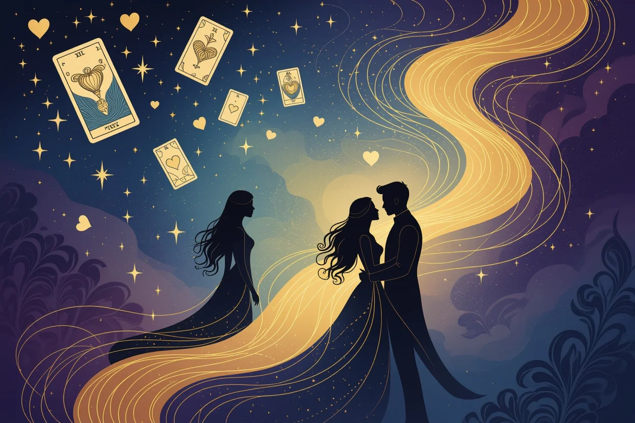 隠された本音と真実の感情を表現した幻想的なタロットアート