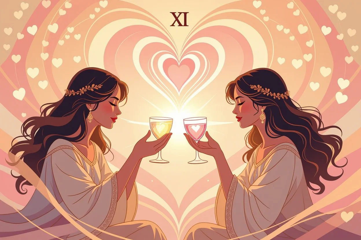 カップの2のタロットカードと魂の共鳴を表現する光の効果