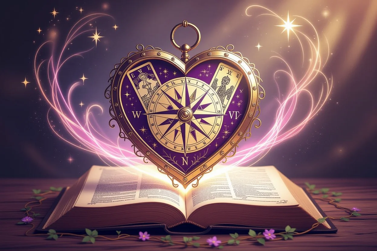 心の地図を表現したタロットカードと羅針盤のアート