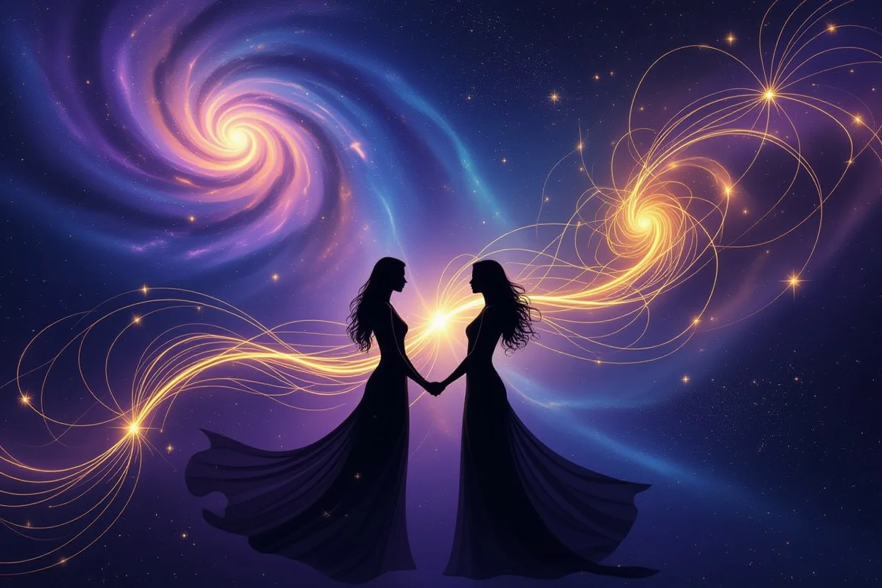 宇宙の愛の法則を表現した神秘的なイメージ、星空と魂の繋がり