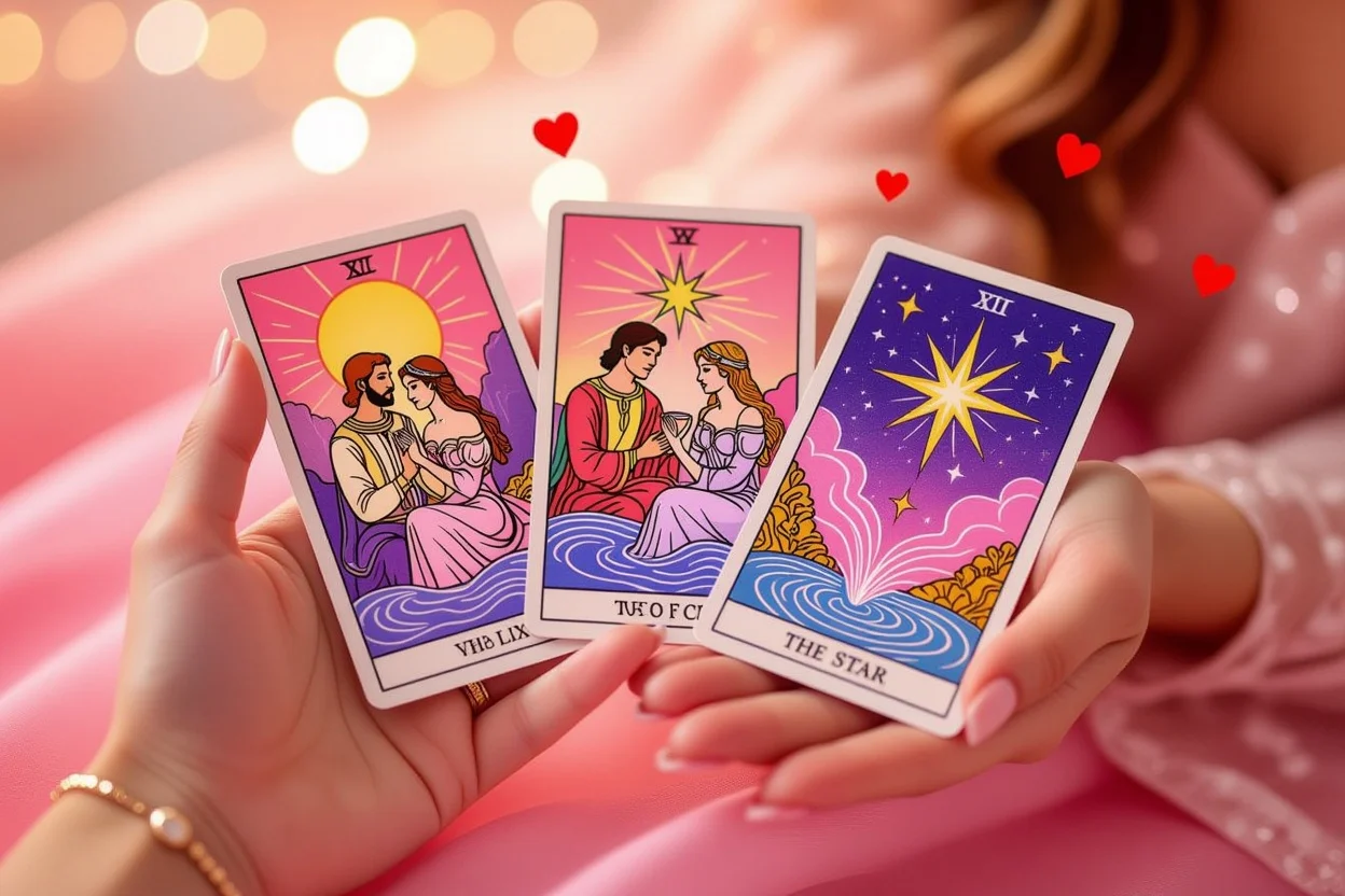 恋愛タロットキーカード・ラバーズカード・カップの2・スターカード・愛の未来占い