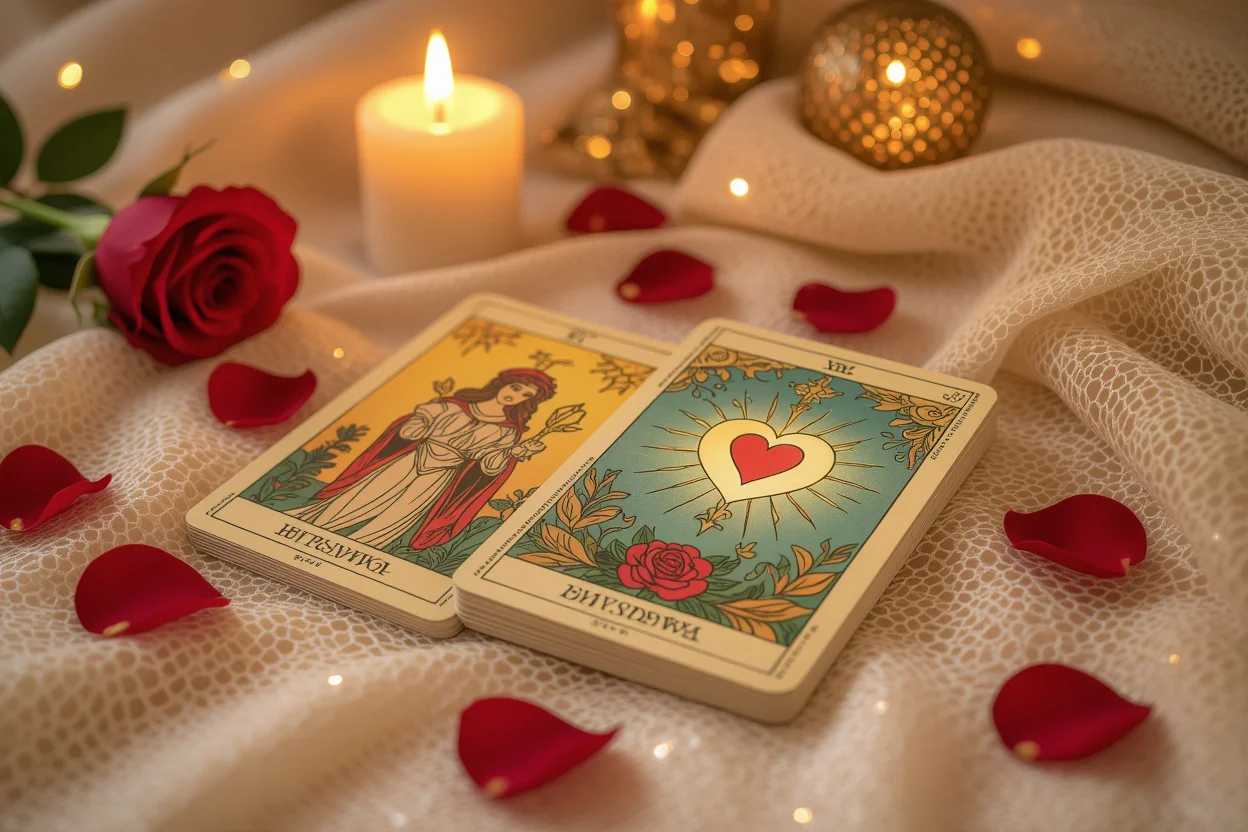 恋愛タロット占いのカードスプレッド、ロマンチックなキャンドルライト
