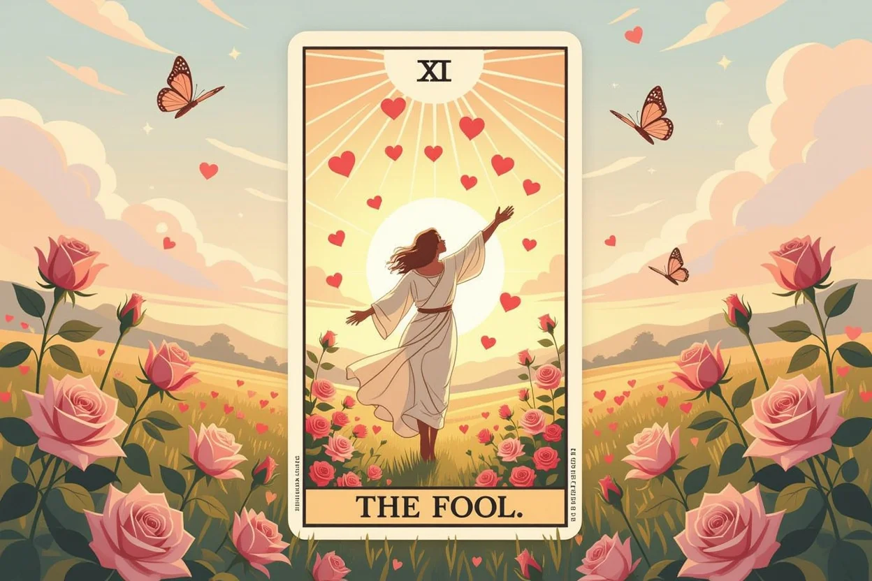 愚者のタロットカード、新しい恋愛の始まりと純粋な信頼を表す恋愛タロット