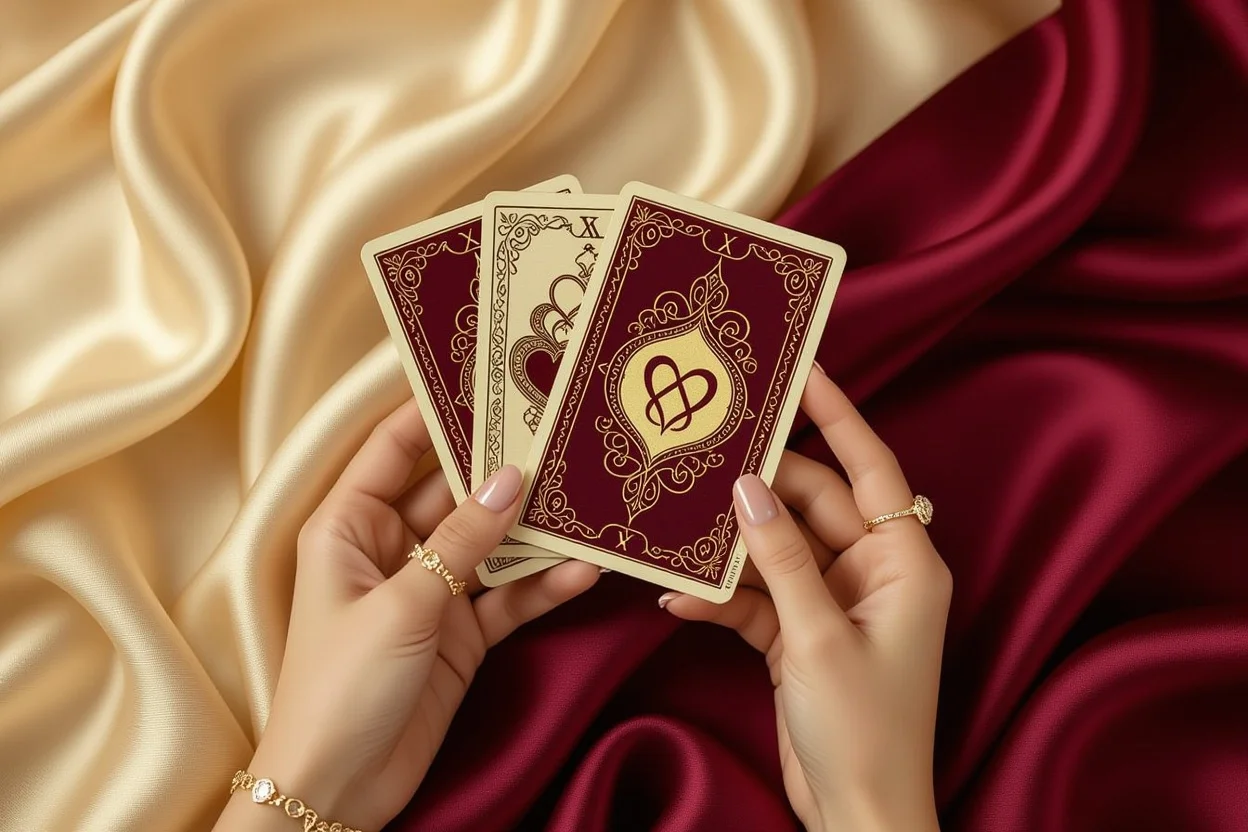 タロットカードを持つ手と恋愛関係性の象徴、成熟した愛のためのカード占い