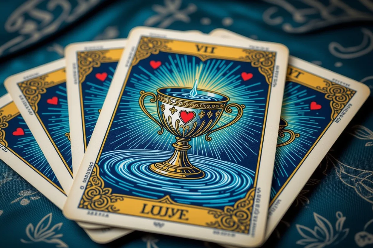 カップのスートタロットカード、感情と愛情を表現する美しいカードデザイン