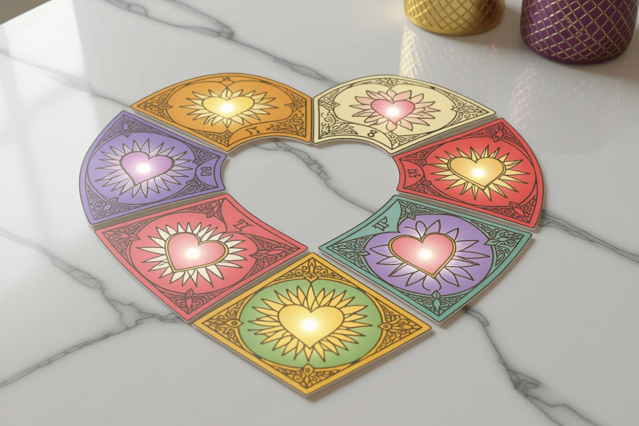 恋愛専用のタロットスプレッド、関係性の未来を読み解く円形のカード配置