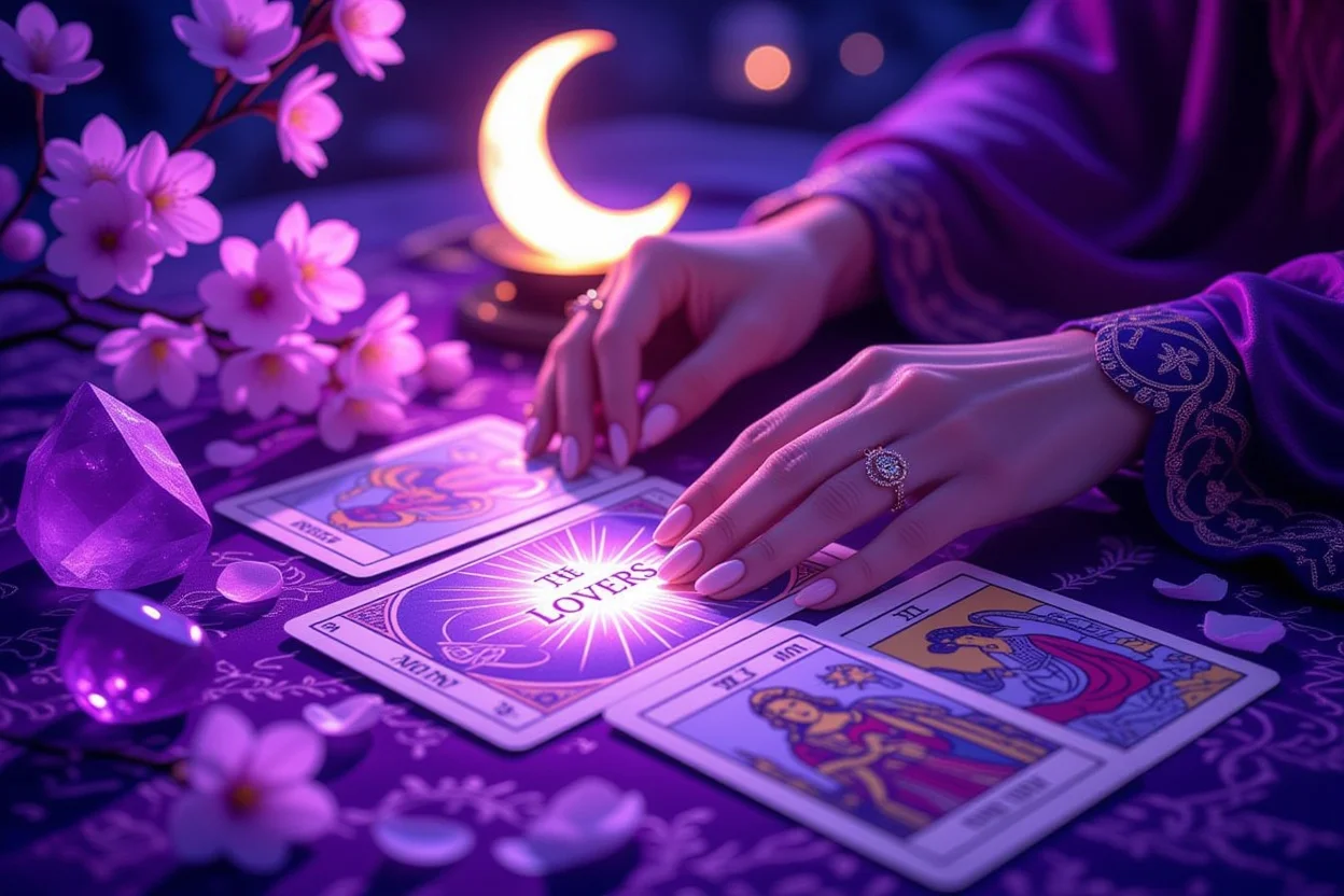 タロットリーダーによる恋愛占い｜愛の未来を読み解く神秘的な鑑定シーン