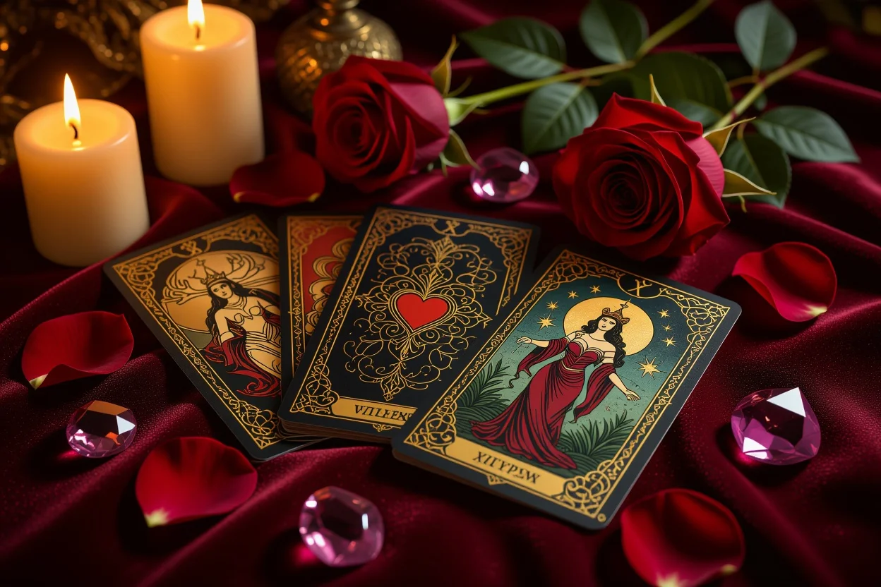 恋愛タロットカードリーディングの神秘的な雰囲気