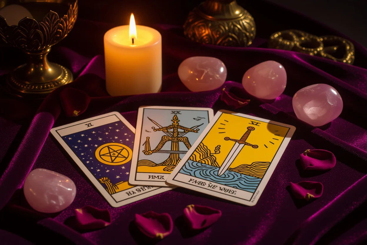 恋愛タロット占いのマイナーアルカナカード、ペンタクルの4とソードの5が示す恋愛の停滞と成長のメッセージ