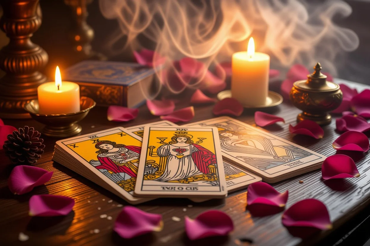 恋愛タロットカード占いのイメージ - ロマンチックで神秘的な雰囲気