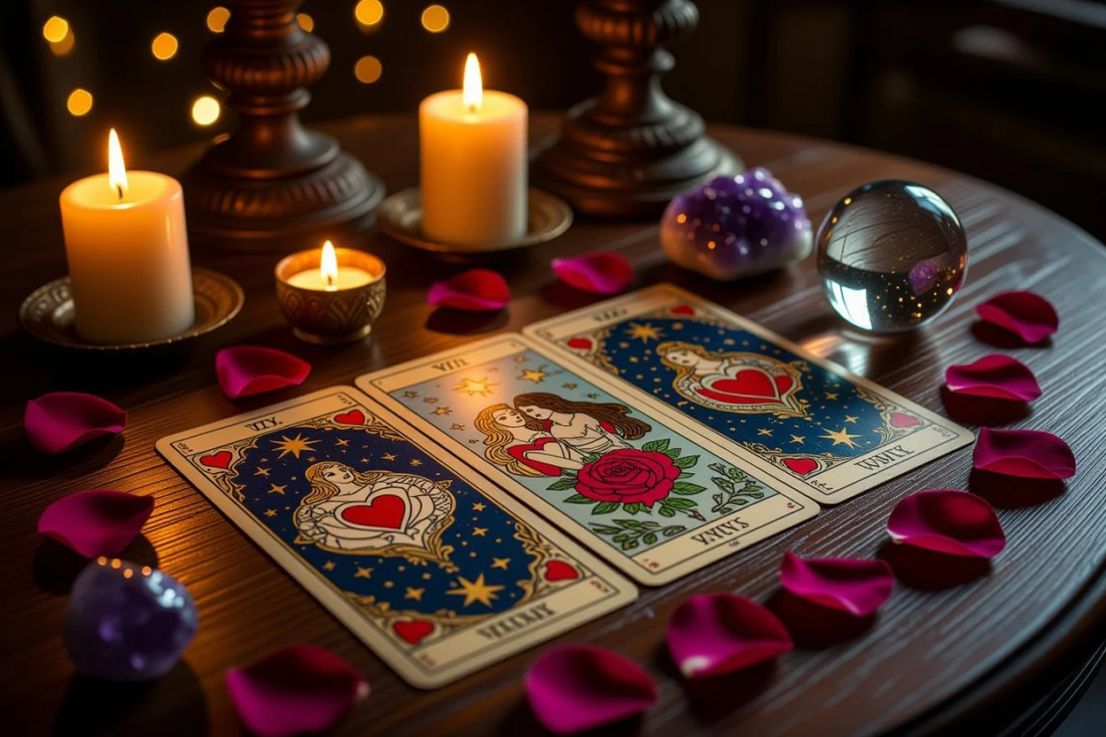 恋愛タロット占いのカードスプレッド・ロマンチックな雰囲気のタロットカード