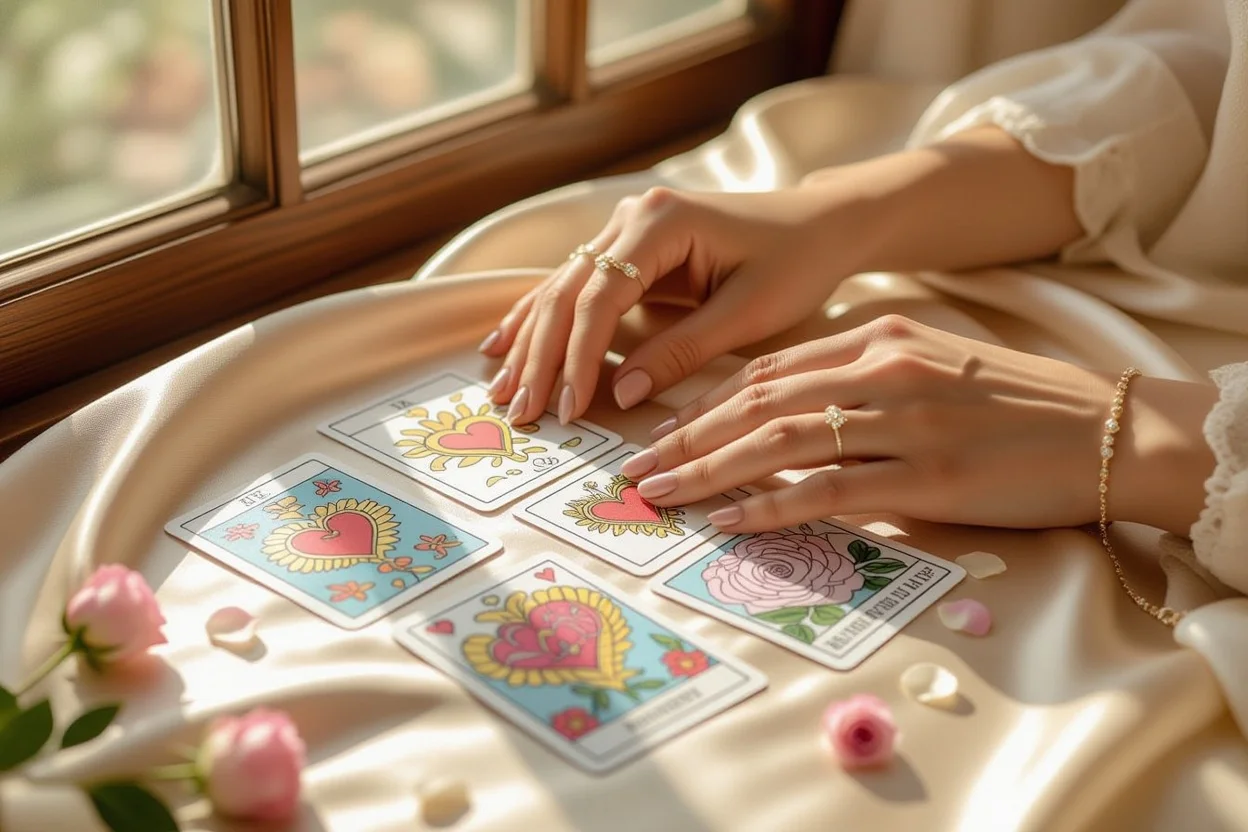 タロットカードで恋愛相談・手でタロットカードを選ぶ様子