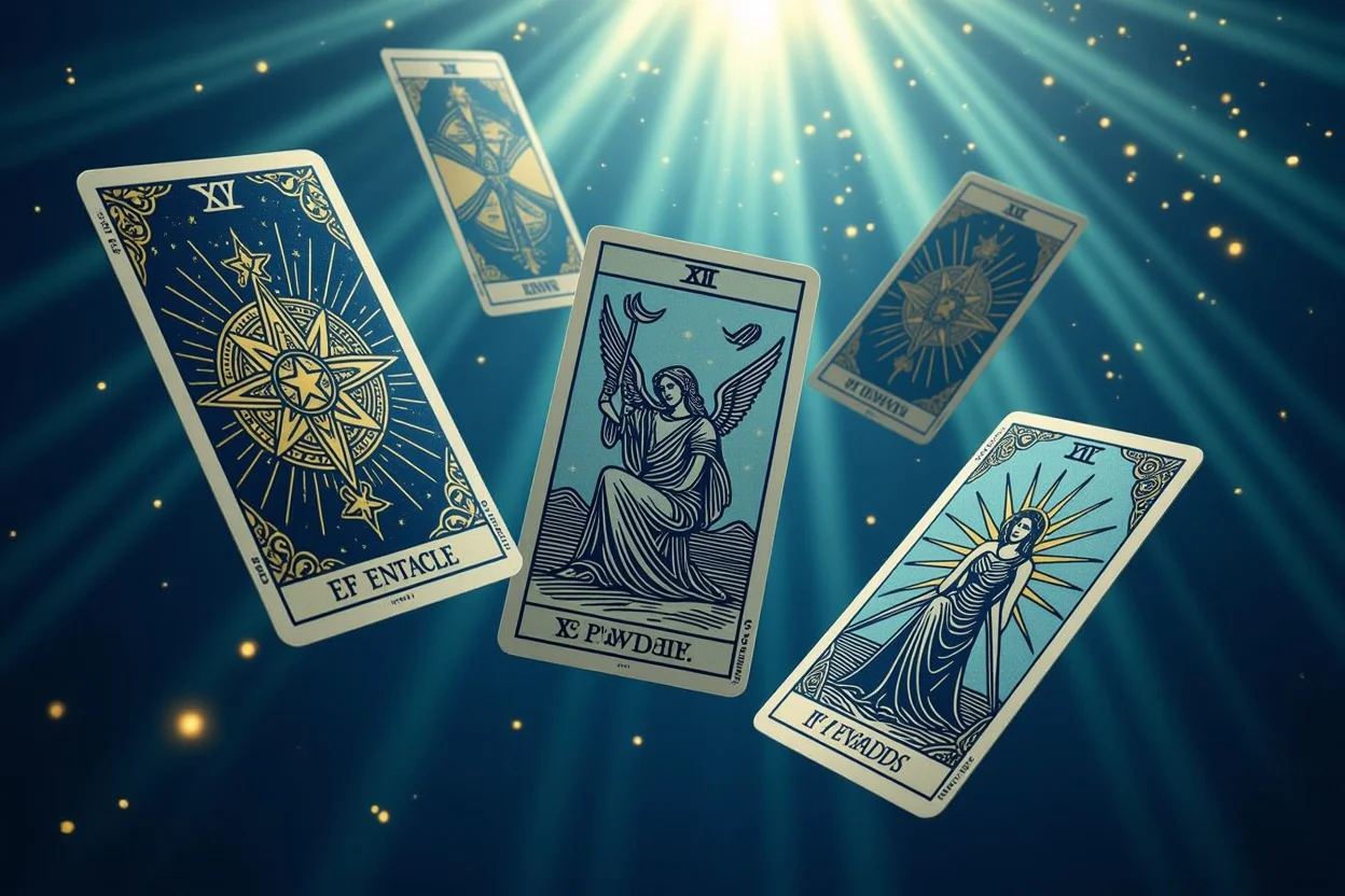 ペンタクルのエイトとソードのナインのタロットカード