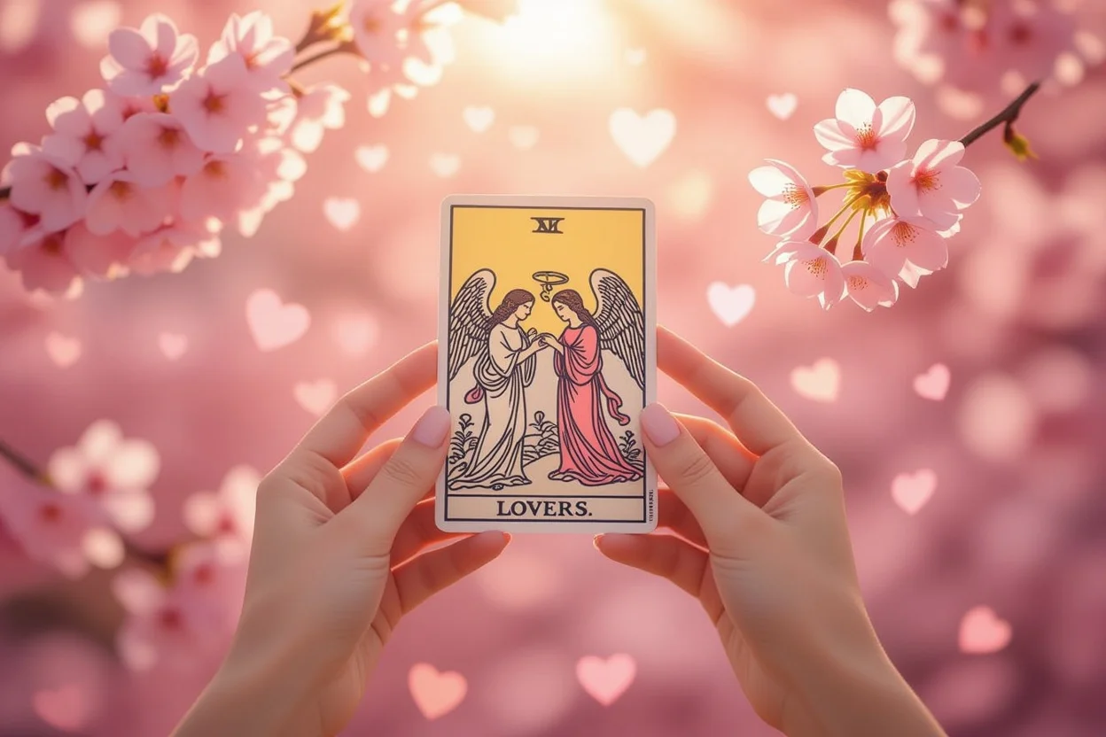 恋人のタロットカードを持つ手・恋愛占いのガイダンス