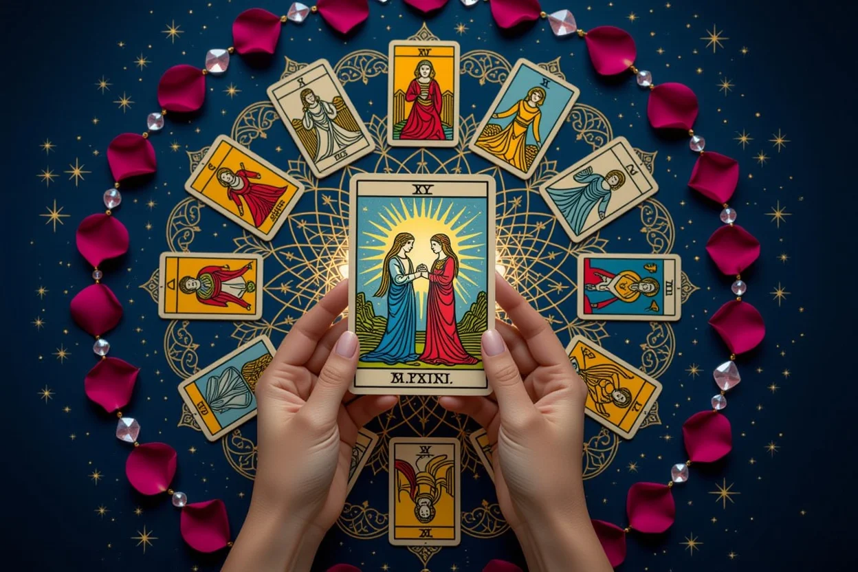タロットカードで紐解く恋愛の本質と心の叡智を示す神秘的な配置