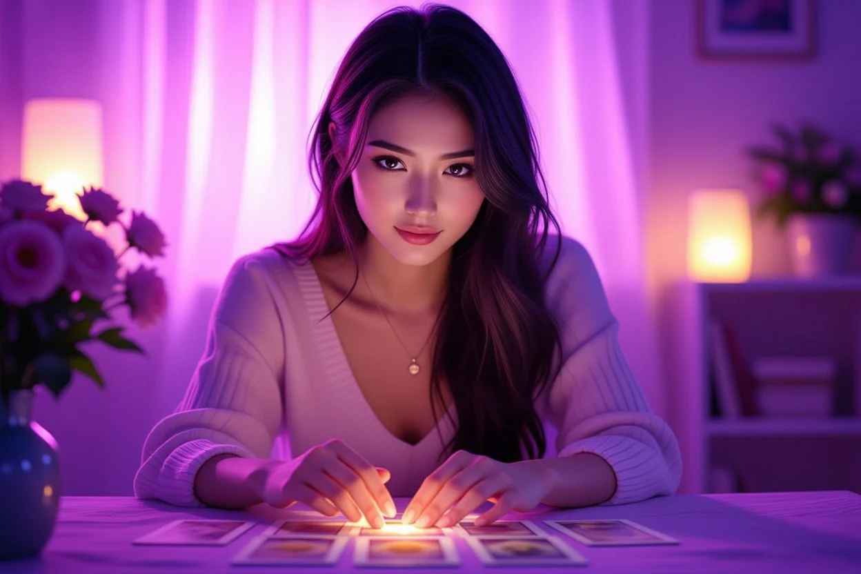 タロット占いをする女性・恋愛相談・未来への不安を解消