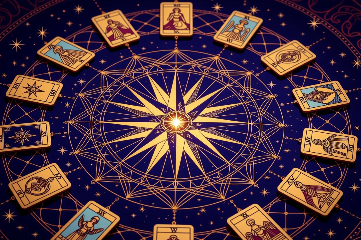 恋愛の道を示すタロットカードの羅針盤、未来への導きと希望の象徴