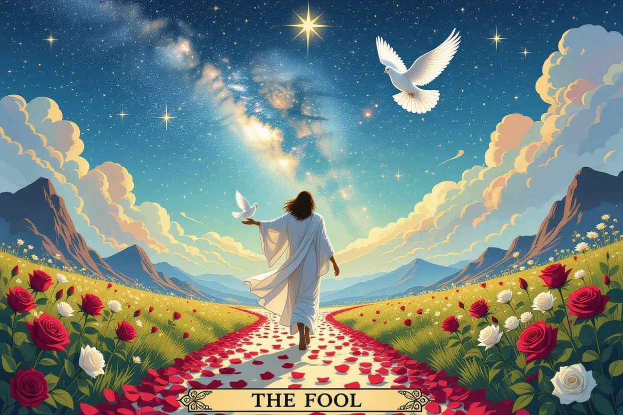 愚者のカードをモチーフにした恋愛の新しい始まりのイメージ