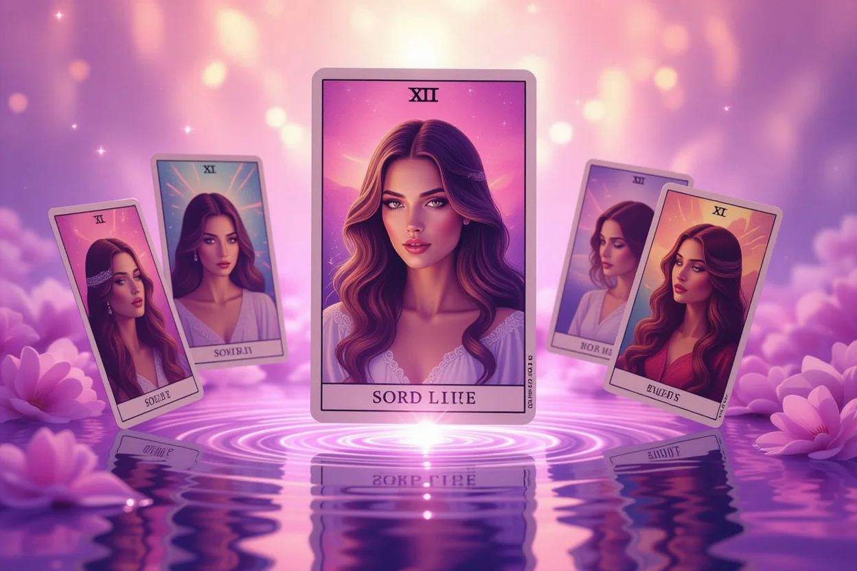 タロットカードに映る女性の心の内面を表現した幻想的なイメージ