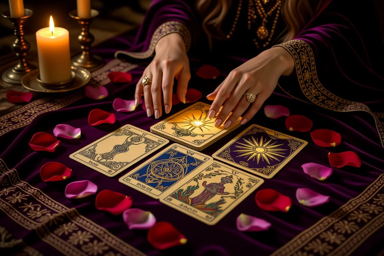恋愛タロット占いの四大スート（カップ・ソード・ペンタクル・ワンド）を使った神秘的なカード展開