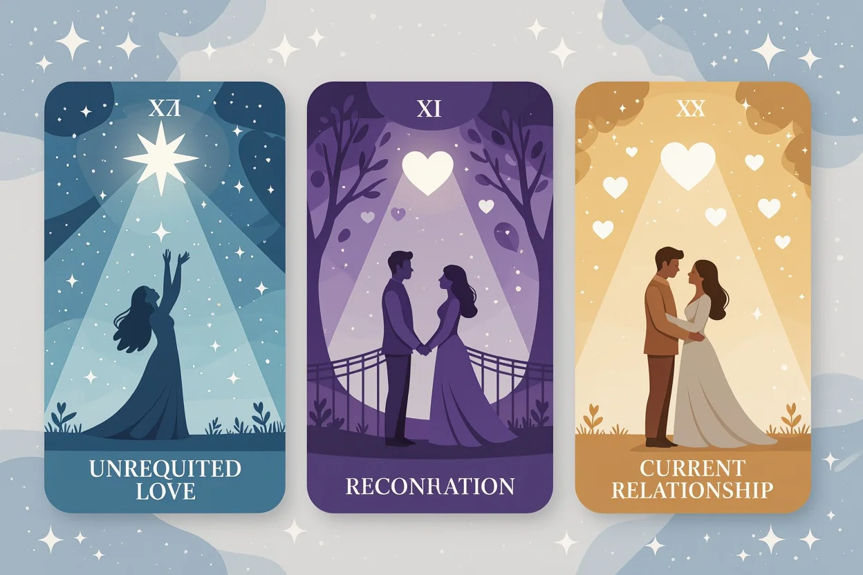 片思い・復縁・交際中の恋愛ステージを表すタロットカード、現状分析
