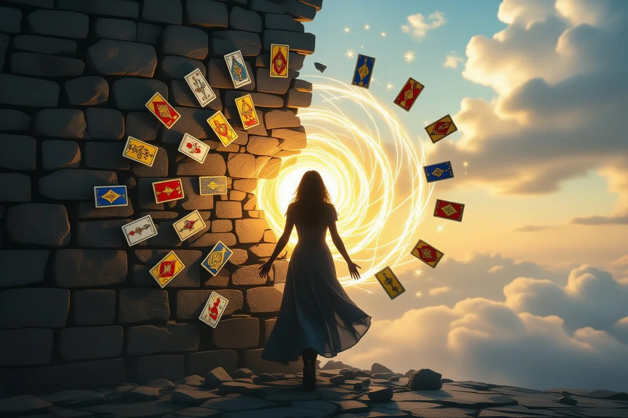 恋愛の停滞を打破し新しい道を見つける象徴的なタロットブレイクスルー画像