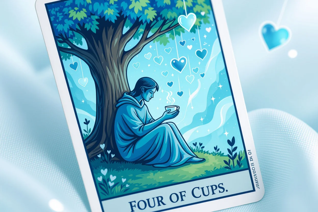カップの4のタロットカード - 恋愛における心の壁と感情の障壁を表現
