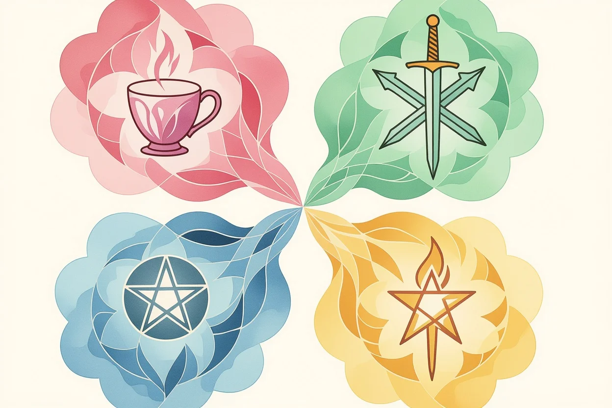 タロットの4つのスート - 恋愛関係における感情・思考・物質・情熱の側面を表現